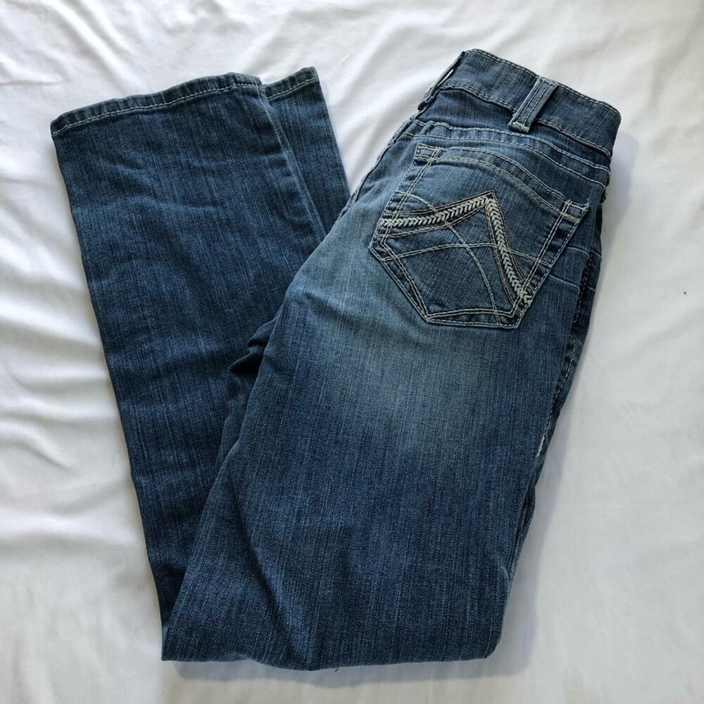 Ariat real denim womens 27s jeans rainstorm straight icon whipstitch western